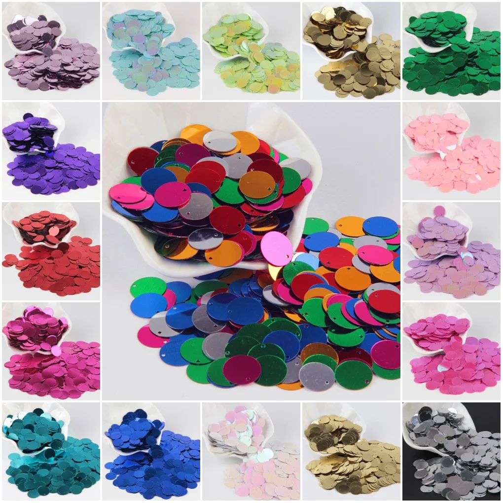 

Sequins 15mm Round Loose Sequins Flat with Side Hole Sew Paillettes for DIY Wedding Crafts Garment Dress Accessories