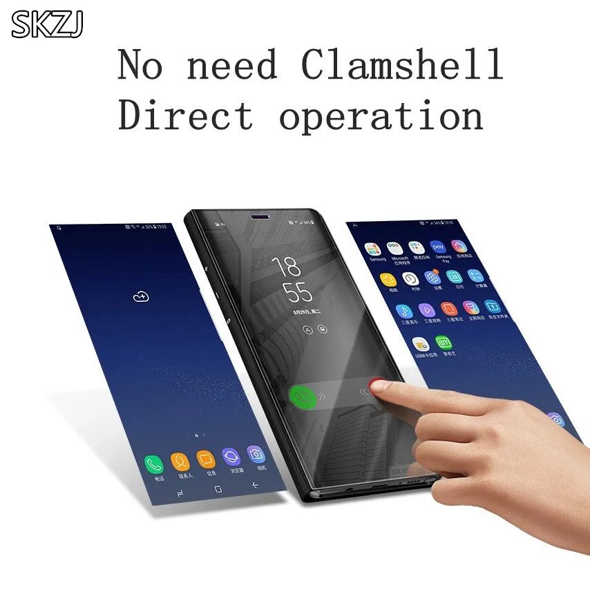 SKZJ Smart Clear Mirror View Phone Case For Samsung Galaxy S8 S7 S8Plus S7Edge Luxury Flip Stand Cover | Мобильные телефоны и
