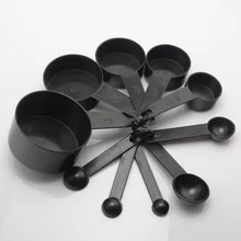 10 шт./лот практичные Черные Пластиковые мерные стаканчики измерительный ложки столовые приборы Измерительный набор Инструменты для выпечки Кофе ложка