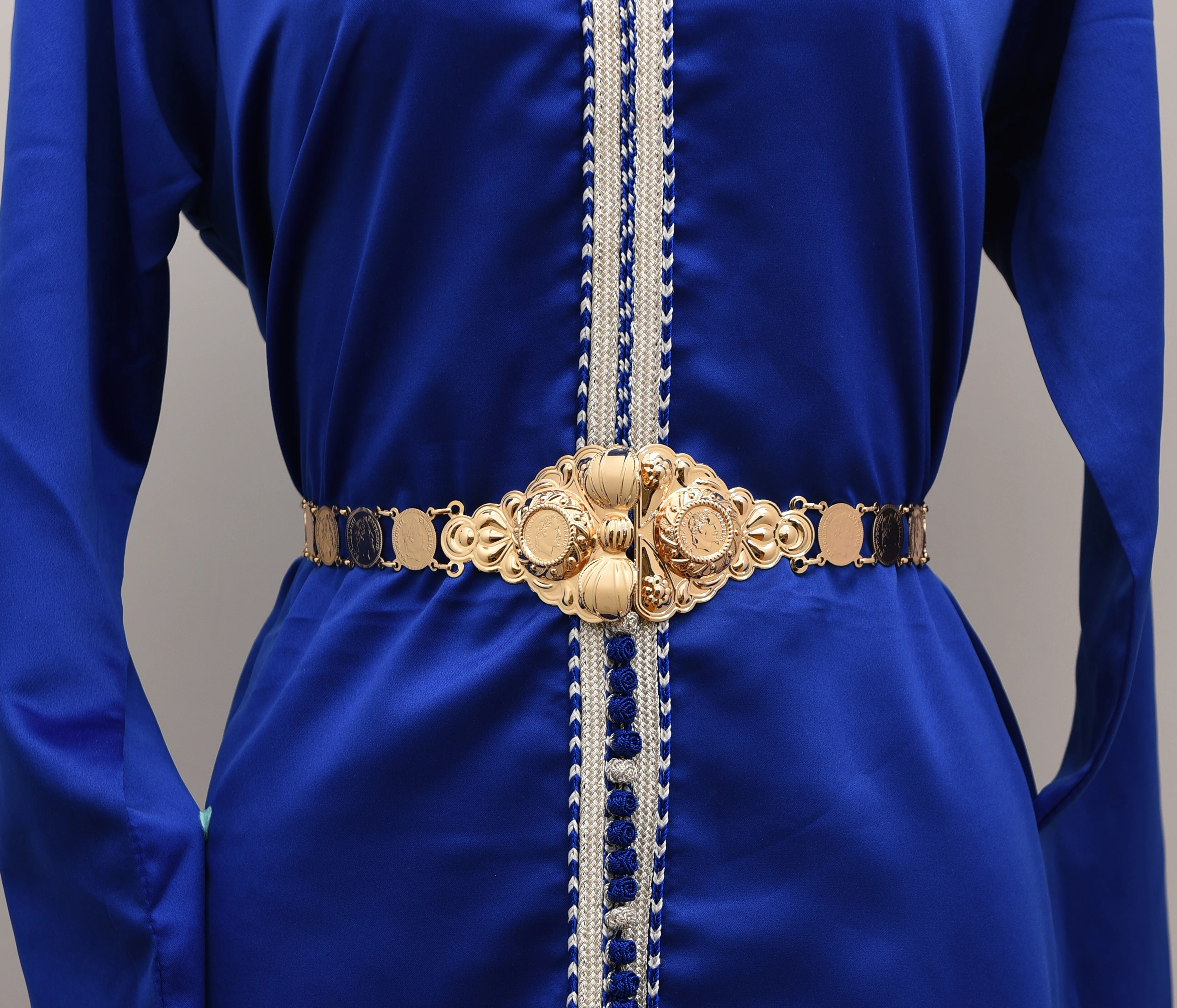 

Free shippping Moroccan Caftan wedding gold copper Metal coin belt for women