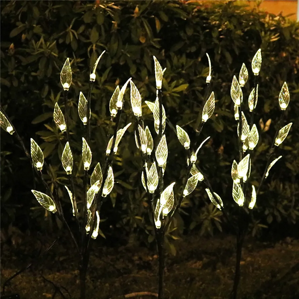 Теплый белый светодиодный свет стильный ветка Дерево лист солнечные уличные садовые 60 теплый белый светодиодный свет 3 шт. Открытый кемпинг свет