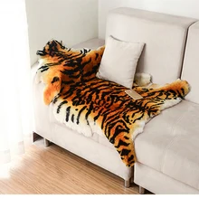 Роскошный коврик из овечьей кожи с изображением тигра, Австралийская овчина, меховое одеяло, домашние ковры, спальня, гостиная, диван