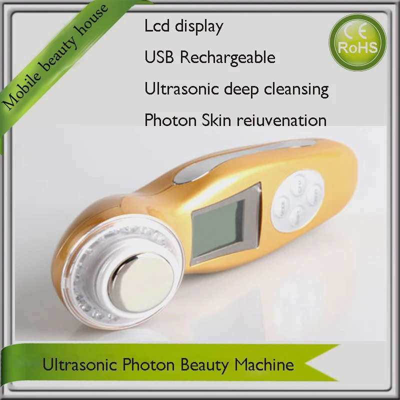 Rechargeable Galvanic Ultrasonic Photon Therapy Facial  Beauty Skin Care Lifting Firming Beauty Machine Free Shipping
