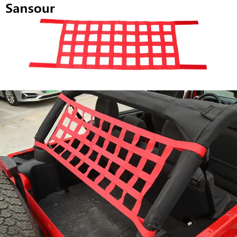 

Sansour Black Red Car Top Roof Storage Hammock Bed Rest Network Cover for Jeep Wrangler TJ JK JL 1997-2018 Car Accessories