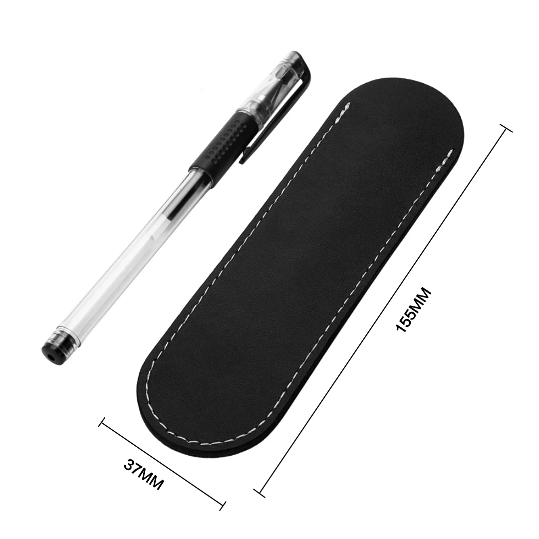 1pc Genuine Leather  Fountain Pencil Pouch Case Handmade Single Pen Bag Holder Storage Sleeve Pouch For School Office Supplies