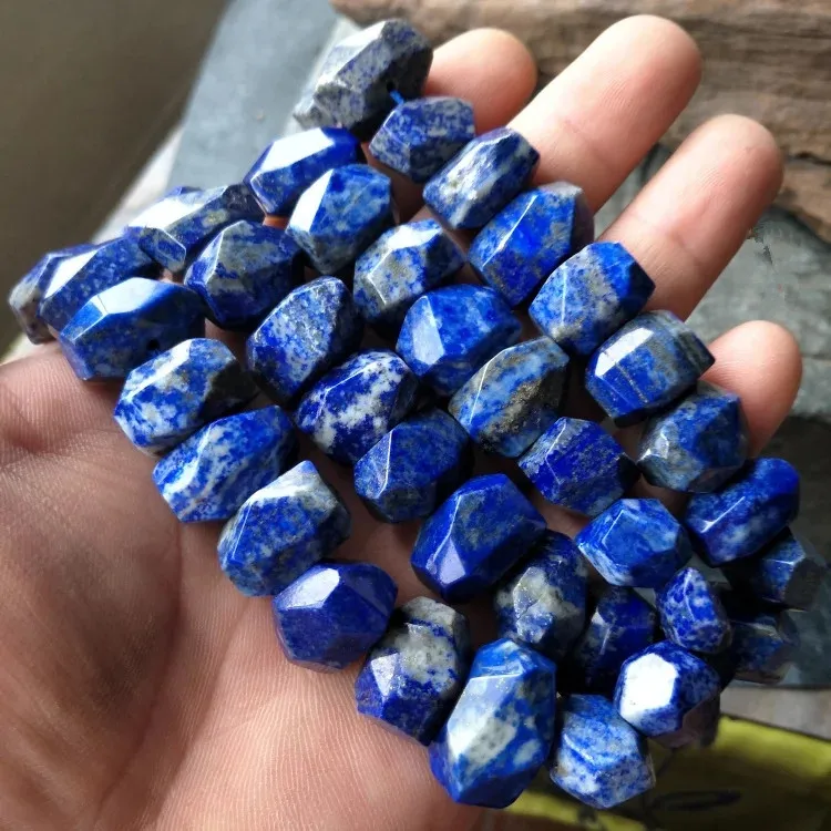 

loose beads lapis lazuli baroque faceted flat 12*18mm for DIY jewelry making FPPJ wholesale beads nature