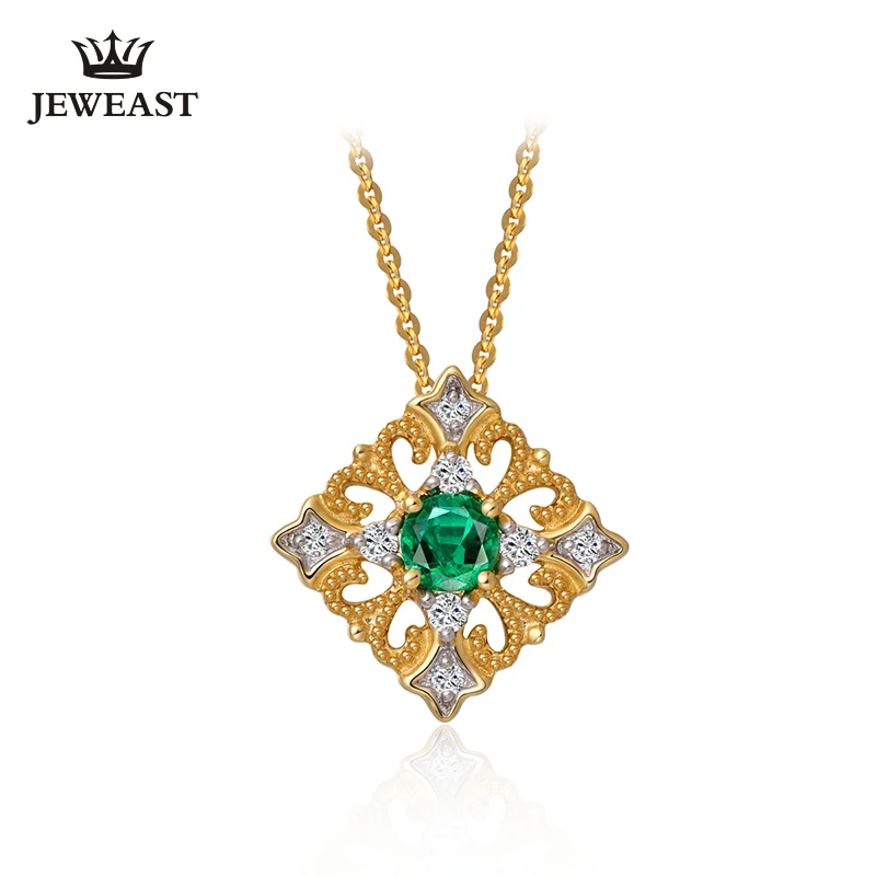 

Natural emerald 18K Pure Gold Pendant Real AU 750 Solid Gold Upscale Trendy Classic Party Fine Jewelry Hot Sell New 2019