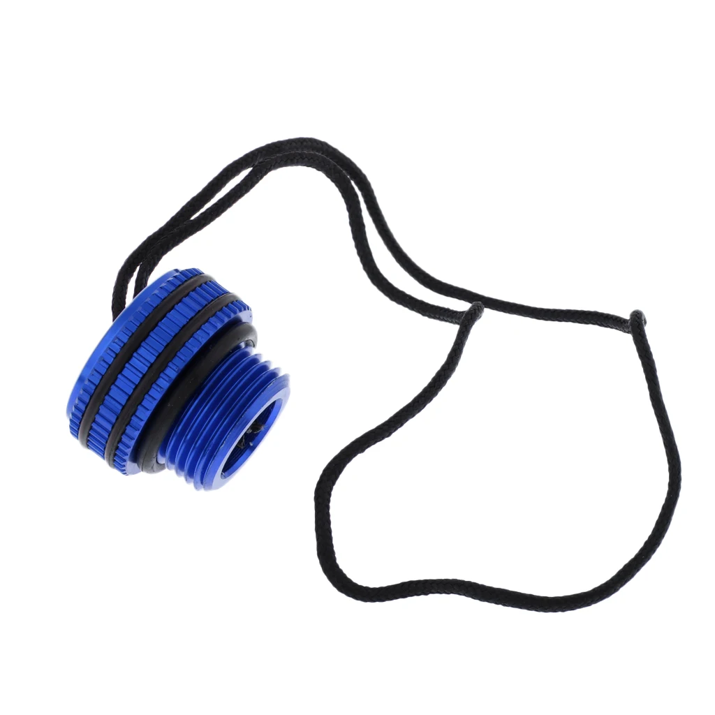 Aluminum Alloy Scuba Diving Dive Tank Valve Threaded Dust Plug  Cover Tank Protection with Attachment Lanyard Accessories