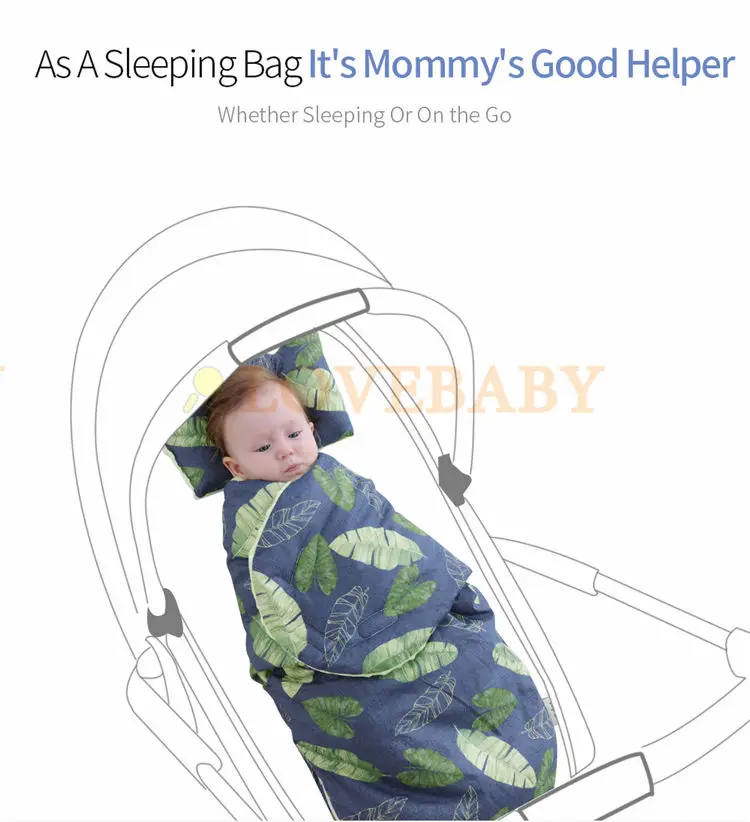 Iiilovebaby теплый детский конверт для сна для новорожденных мягкий хлопок теплый плед зима мультфильм одеяло для детей спальный мешок ребенка