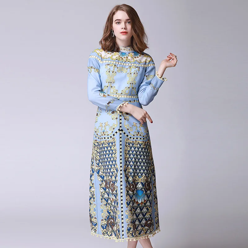 2018 Women Dress Sprint New Arrived Female Clothes Dresses Runway Long