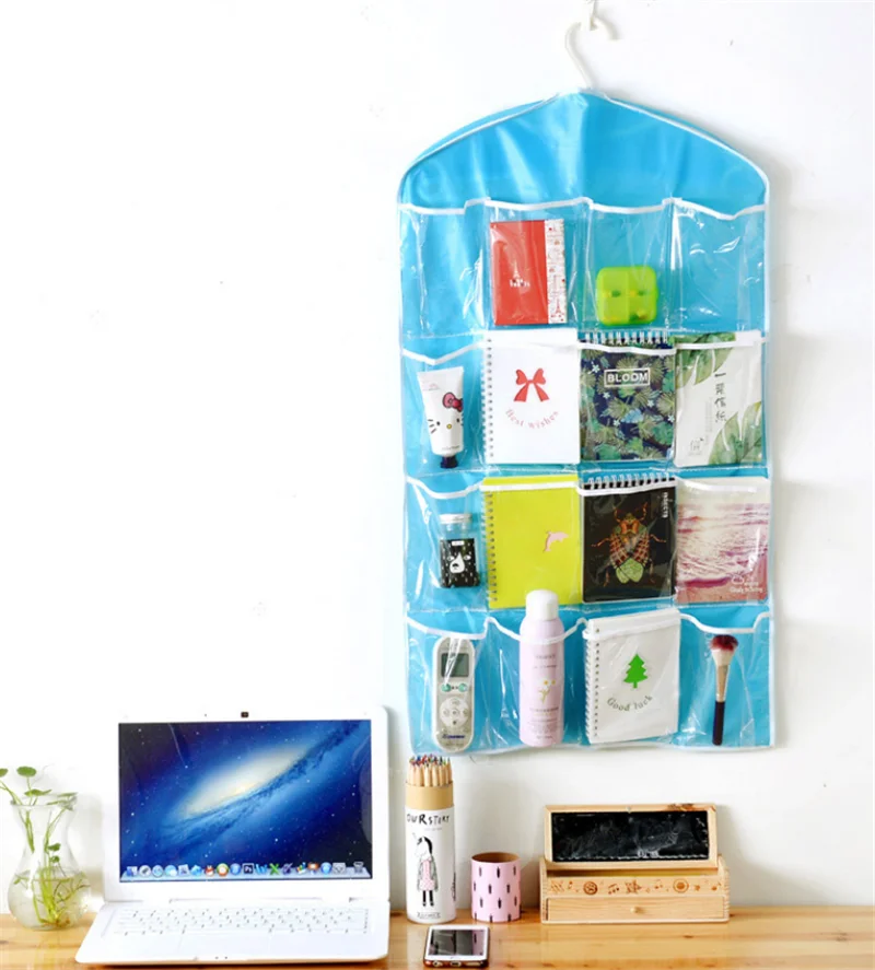 

16 Pockets Housekeeping Organization Household Clear Hanging Bag Polyester Sock Bra Underwear Rack Hanger Home Storage Organizer