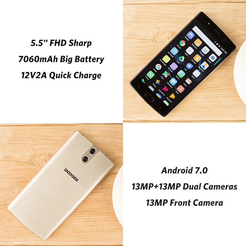 DOOGEE BL7000 5 &quotFHD 4G B 6 Восьмиядерный мобильного телефона Android 7 0 Dual 13MP Камера MTK6750T 7060