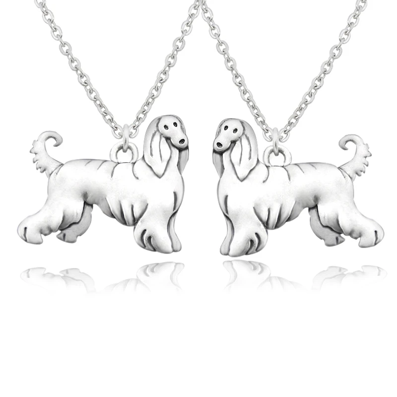 

Retro Silver Stainless Steel Long Chains Afghan Hound Pendant Necklace Dog Necklaces For Women Men Jewelry Collier Femme Bijoux