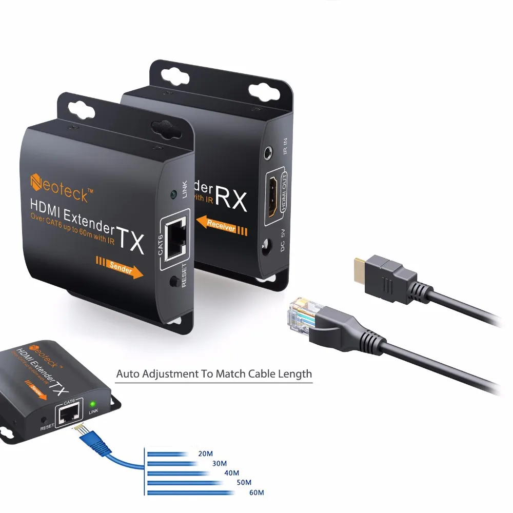 Neoteck 1080P 50 м HDMI удлинитель ретранслятор через Cat 6 7 Ethernet кабели с ИК функцией Rj45