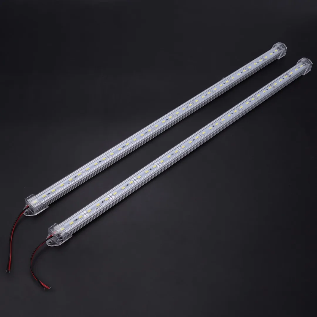 2pcs 50cm 5630 36LED 12V DC Car Interior Strip Light Bar Van Caravan Cold White Strip Light