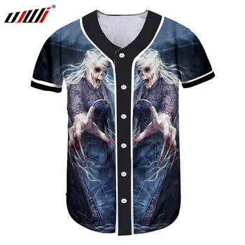 

UJWI New Casual Men 3D Skul Baseball Jersey T Shirt Banshee Witch Funny 3D Printed Men's Summer Tops Tees Fashion Brand Clothes