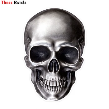 Three Ratels LCS496# 9.5x14cm Bright skull colorful car stickers funny car stickers styling removable decal rookie yearbook three stickers
