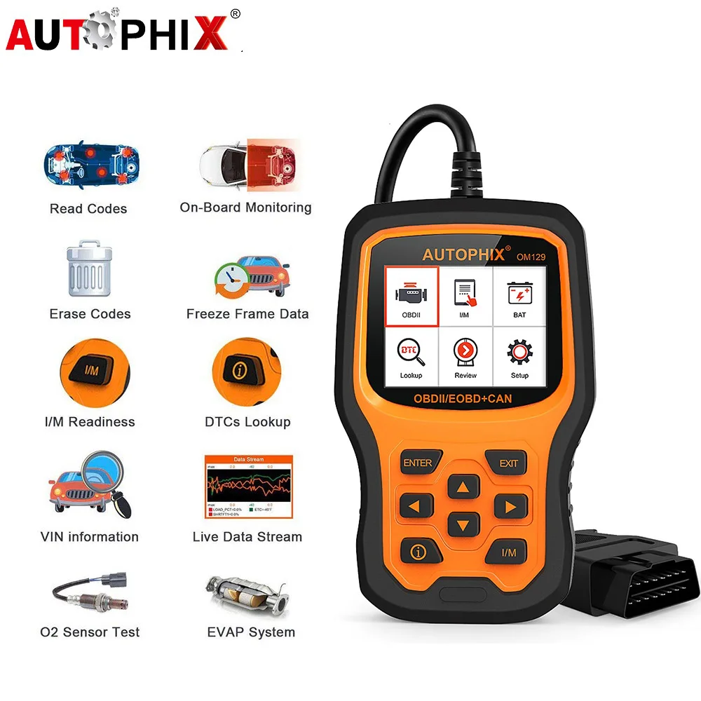 Автосканер OBD2 Autophix OM129 считыватель кодов диагностический сканер проверка