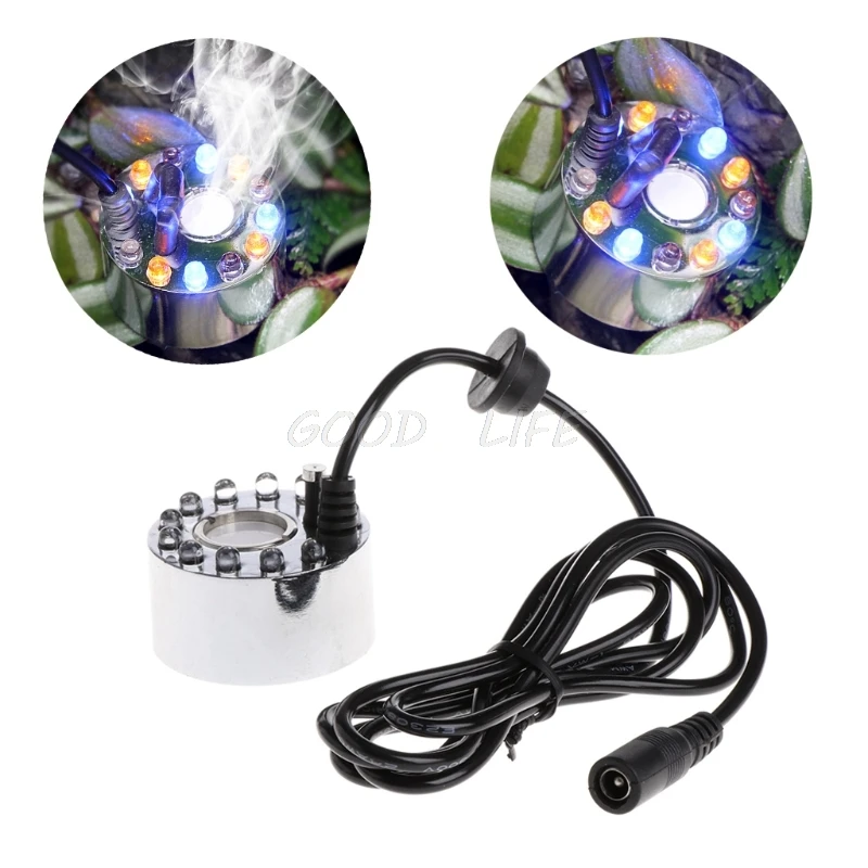 

1.3M 12 LED Colorful Light Ultrasonic Mist Maker Fogger Water Fountain Pond Decor outdoor fountains water feature Water Pumps