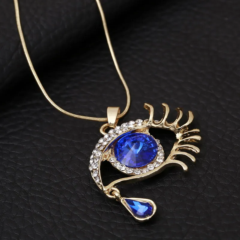 Hesiod Pendants Crystal Blue Eye Necklace Jewelry Drop