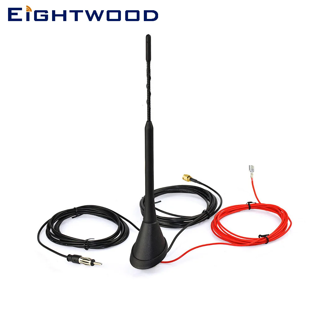 Eightwood DAB/DAB+ Auto Radio Aerial Amplified Roof Mount Antenna AM/FM Din SMA Male Connector 5m Cable for AutoDAB+ Radio Eightwood DAB/DAB+ Auto Radio Aerial Amplified Roof Mount Antenna AM/FM Din SMA Male Connector 5m Cable for AutoDAB+ Radio