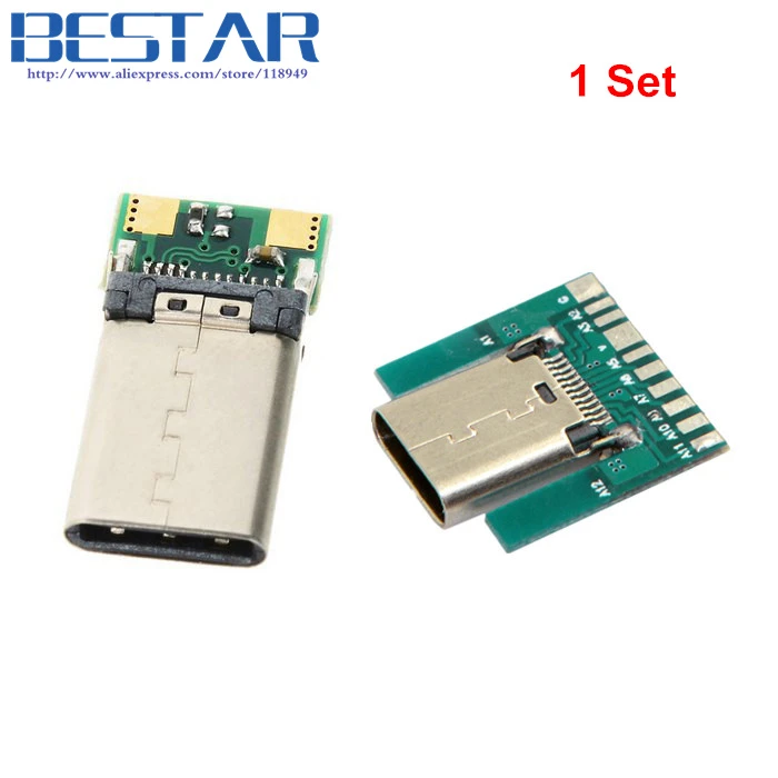 Gimax 1Pc USB 3.1 Type C Female Socket Connector Plug SMT Type with PC Board DIY 24pin Gimax 1Pc USB 3.1 Type C Female Socket Connector Plug SMT Type with PC Board DIY 24pin