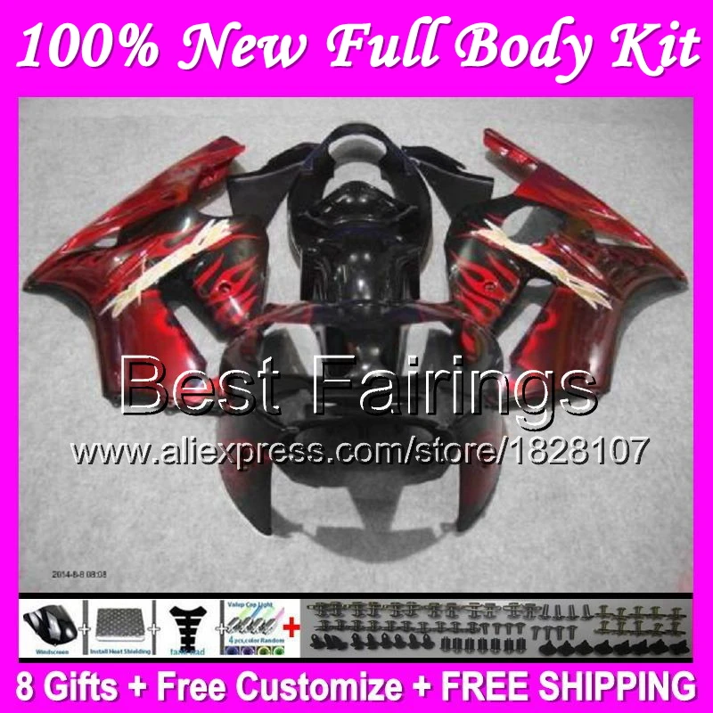 

+Tank For KAWASAKI NINJA ZX12R ZX-12R ZX 12R Red flames B69 02 03 04 05 06 HOT Red black 2002 2003 2004 2005 2006 +Decal
