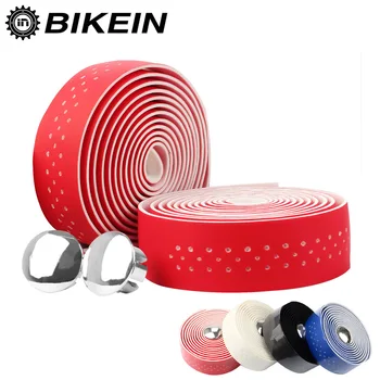 

BIKEIN 2 Rolls Road Bicycle PU Handlebar Tape+ 2 Pcs Bar Ends Plugs With Handlebar Finishing Tape 200cm Cycling Bike Accessories