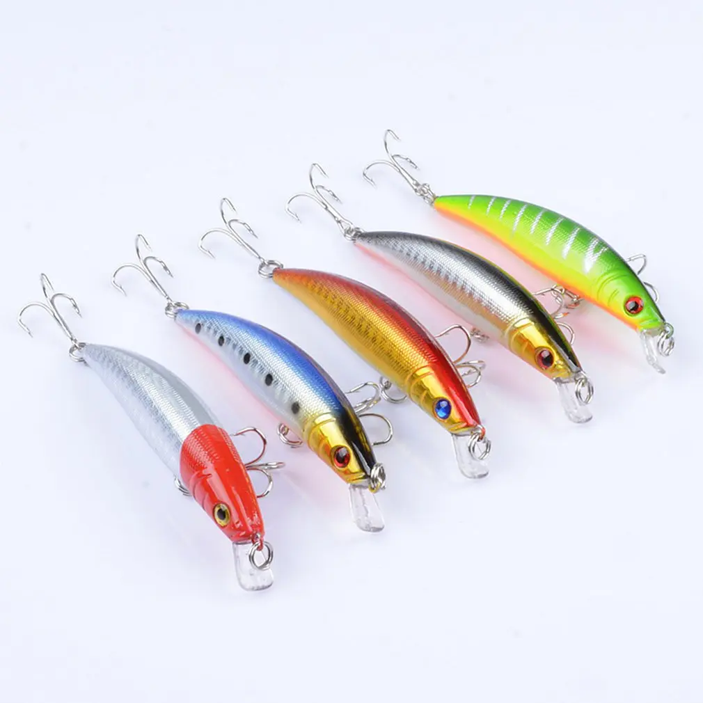 Plastic Fishing Lures Artificial Lifelike Fake Bait With Treble Hooks