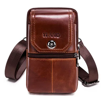 

LJL-Yiang Genuine Leather Mini Shoulder Messenger Bag Men'S Waist Belt Pack Hip Bum Purse Cell/Mobile Phone Case(Model 5)