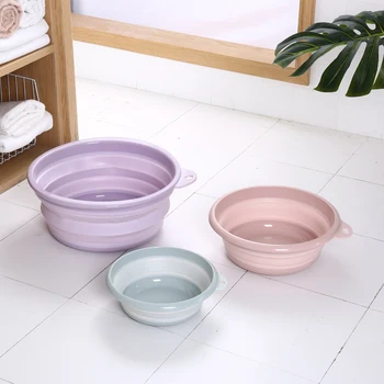 

1PC Outdoor Folding Wash Basin Folding Bucket Container Portable Basin Collapsible Silicone Washbasin Bathroom Accessories