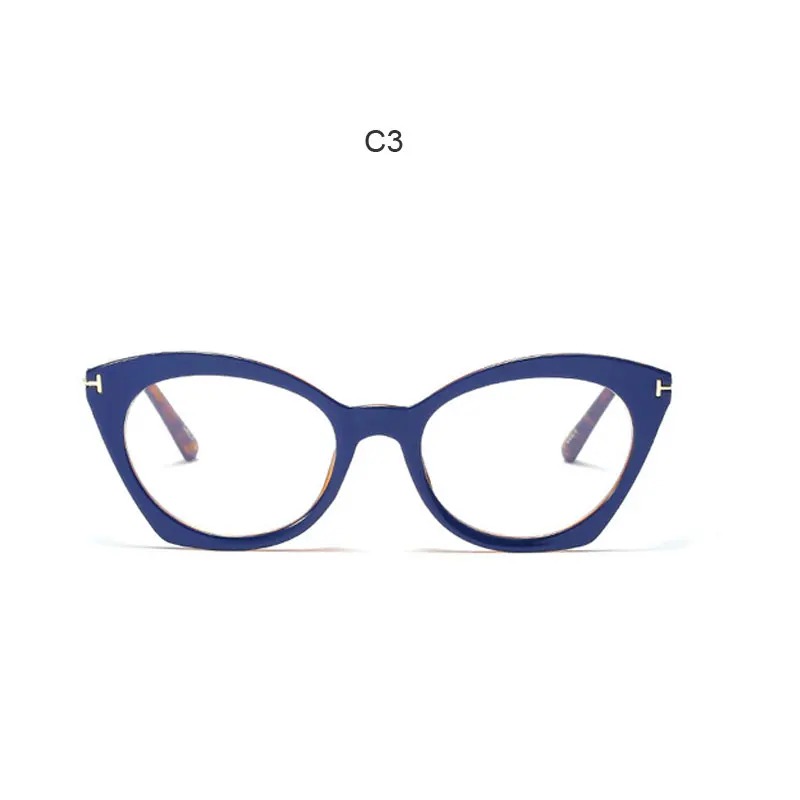 Оправа для очков в стиле кошачьи глаза женские компьютерные рецептурные оптические прозрачные дамские анти синий светильник очки близорукость дальнозоркость Светоотражающие УФ - Цвет оправы: C3