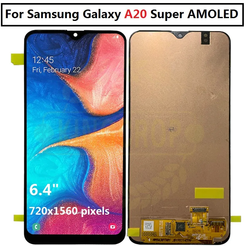 Для samsung galaxy A20 lcd дигитайзер A205/DS A205F A205FD дисплей сенсорный экран с рамкой дигитайзер в сборе для samsung A20 lcd