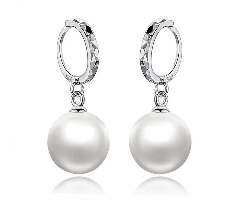 Fashion Simple 925 Silver Pearl Pendant Small Hoop Earring For Baby