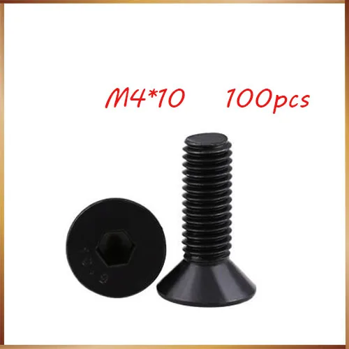 

100pcs/lot M4*10 Countersunk Socket Head Screw DIN7991 Flat Hex Cap Bolt Metric Threaded Black Steel