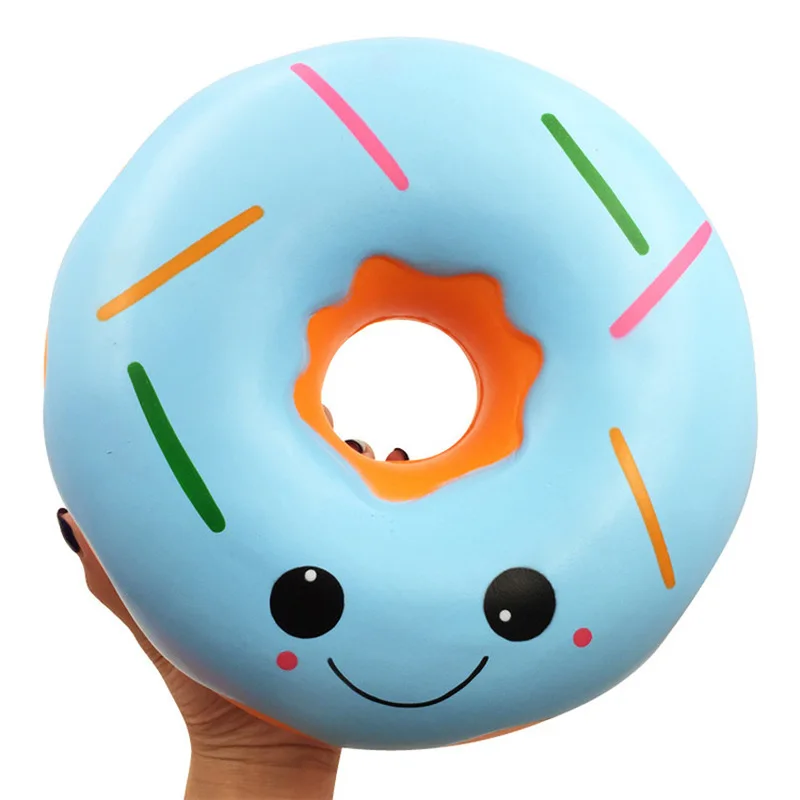 

Big 25cm Smile Face Emoji Donut Squishy Jumbo Slow Rising Soft Squeeze Kawaii Squishies Toy Charm Cake Antistress Gift Blue Pink