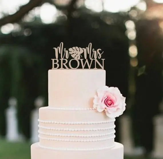 Leave Wedding Reception Wedding Cake Decoration Mr Mrs Wood Wreath