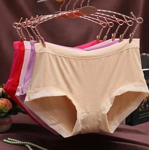 4pcs/lot 2017 new fashion bamboo fibre plus size panties seamless panty women big size briefs high waist ladies' underwear modal