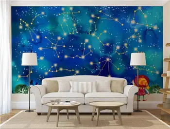 

3D wallpaper/custom photo wall paper/Dream watercolor twelve constellation stars/TV/sofa/Bedding/KTV/Hotel/living room/Children