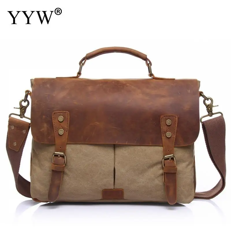 

Casual Canvas Men's Executive Briefcase Male Tote Bag Gray Laptop Bags for Men Brown Handbag A Case for Documents 6 Colors