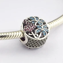 Подходит для браслетов Pandora Beads Tropical Flaming Charms со смешанным CZ 925 пробы-серебро-ювелирные изделия