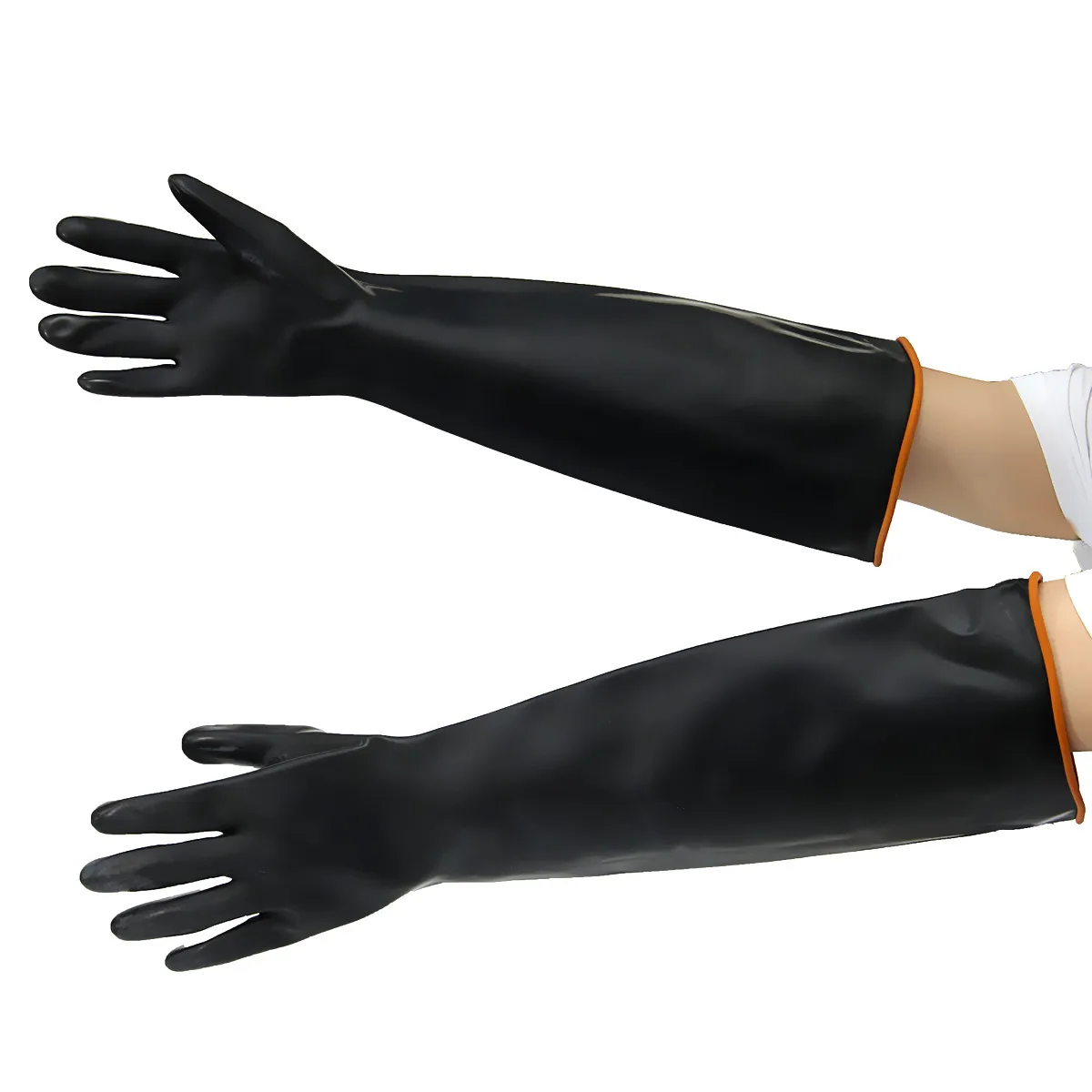 

Hot Sale Latex Industrial Rubber Gloves Acid and Alkali Resistant Anti-corrosion Black Workplace Safety Protective Glove Black