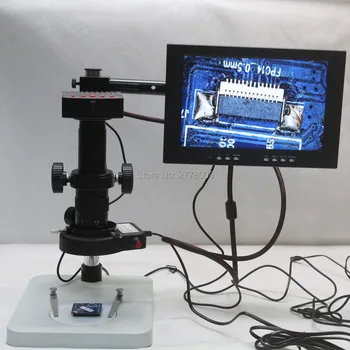 

16MP 1080P HDMI USB Industrial Digital Microscope Camera 180X 300X C-mount Lens LED Lights Workbench With 10-inch Monitor