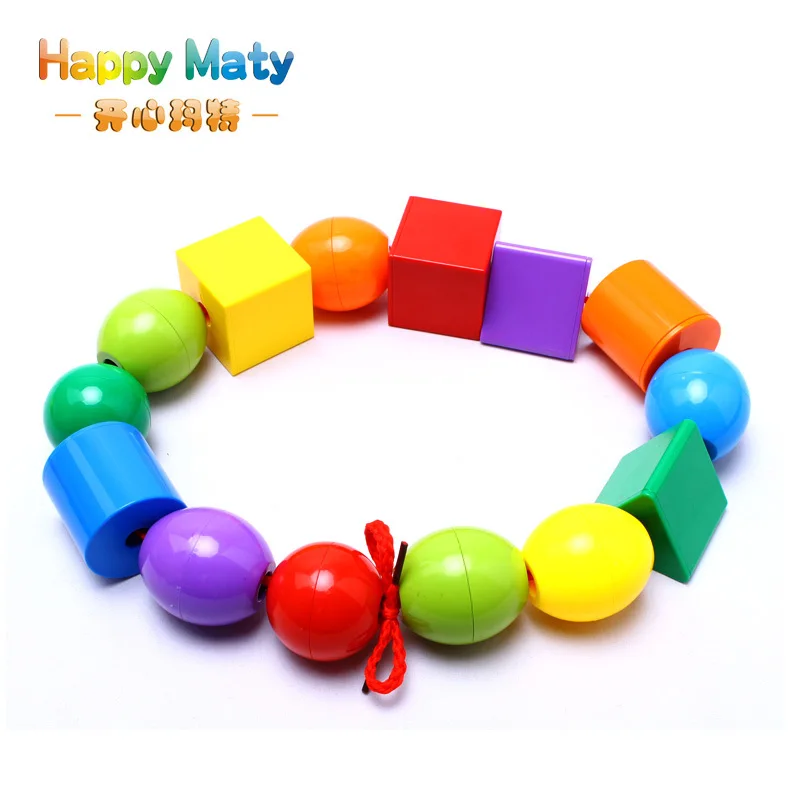 Baby beads string of large fancy beaded plastic diy educational blocks