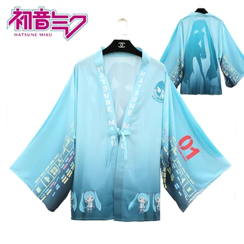 

Japanese Anime VOCALOID Hatsune Miku Cosplay Costumes Kimono Yukata Unisex Outerwear Chiffon Coat Daily Haori