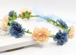 Летние свадебные цветочный ободок лента венок из цветов на голову Для женщин повязка на голову с цветами для подружки невесты головной