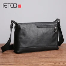 AETOO Men's shoulder bag leather soft leather tide fashion casual horizontal Baotou layer cowhide oblique cross male bag AETOO Men's shoulder bag leather soft leather tide fashion casual horizontal Baotou layer cowhide oblique cross male bag
