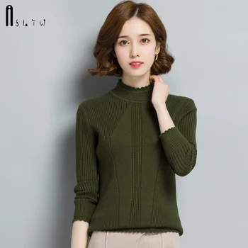 

ASLTW Turtleneck Women Sweater New Autumn Winter Slim Pullover Knitwear Long Sleeve High Elasticity Sweater Women
