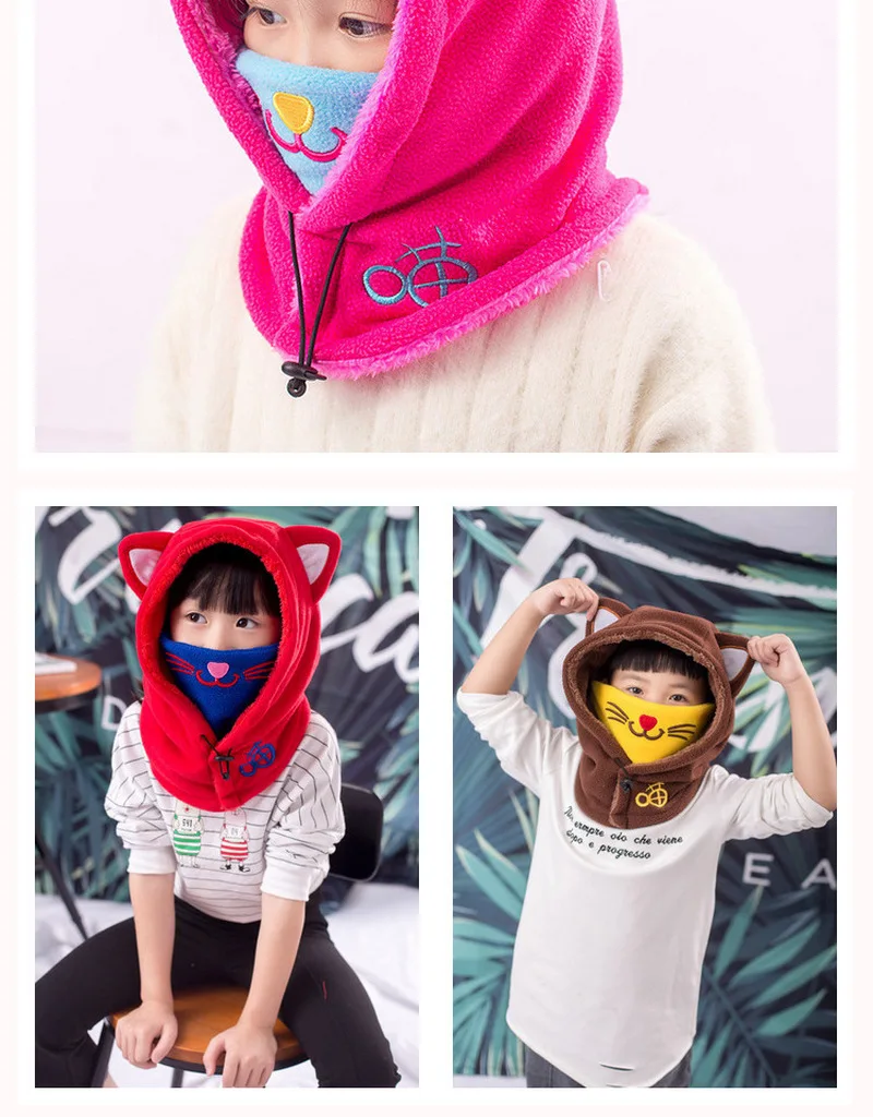 Zmafox для детей с года до трех лет зимняя Балаклава Флисовая Балаклава для детей детская шапочка головные уборы шеи теплые бархатные шапки в виде капюшонов с маской