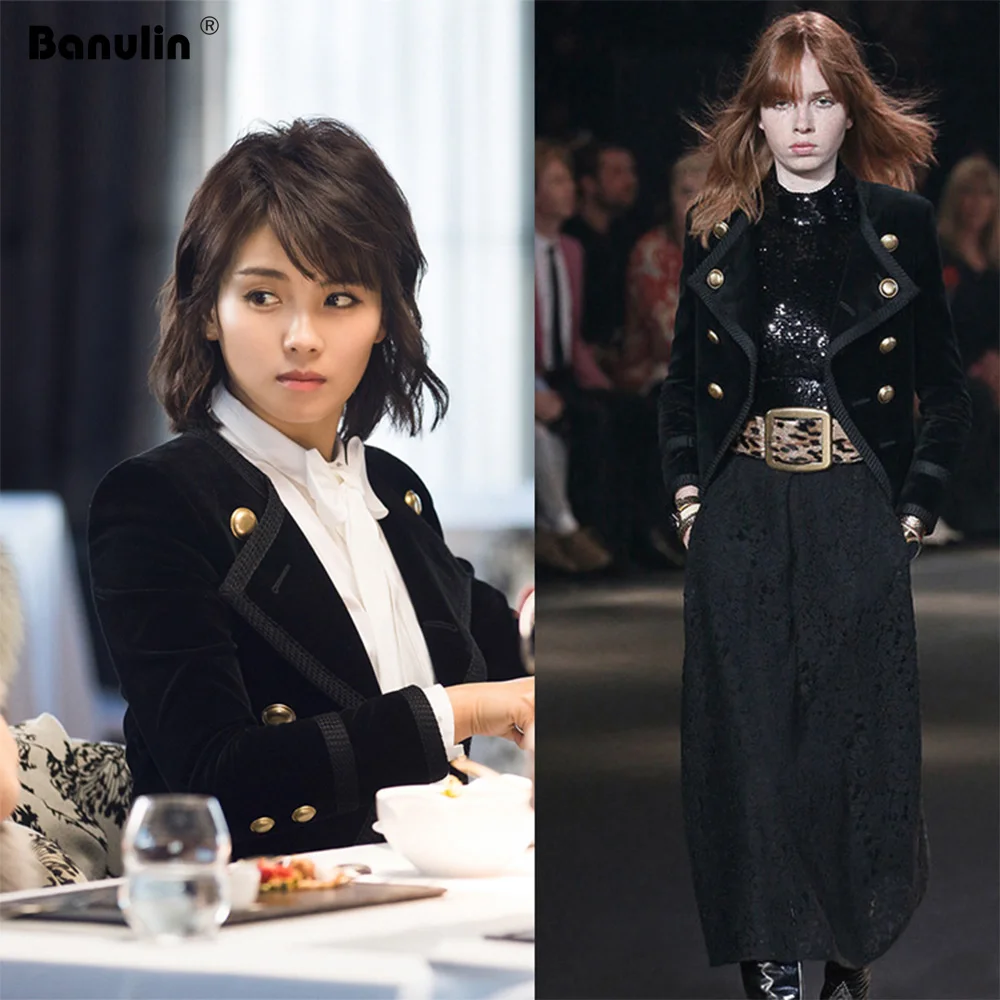 remarkable  Banulin Runway Women Notched Collar Short Jacket Coat 2019 Autumn Winter Double Breasted Suit Femal